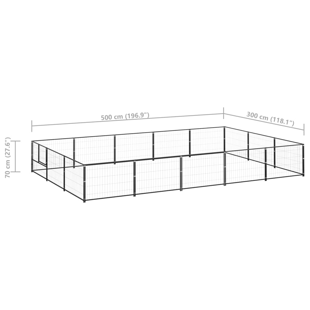 vidaXL koeraaedik, must, 15 m², teras