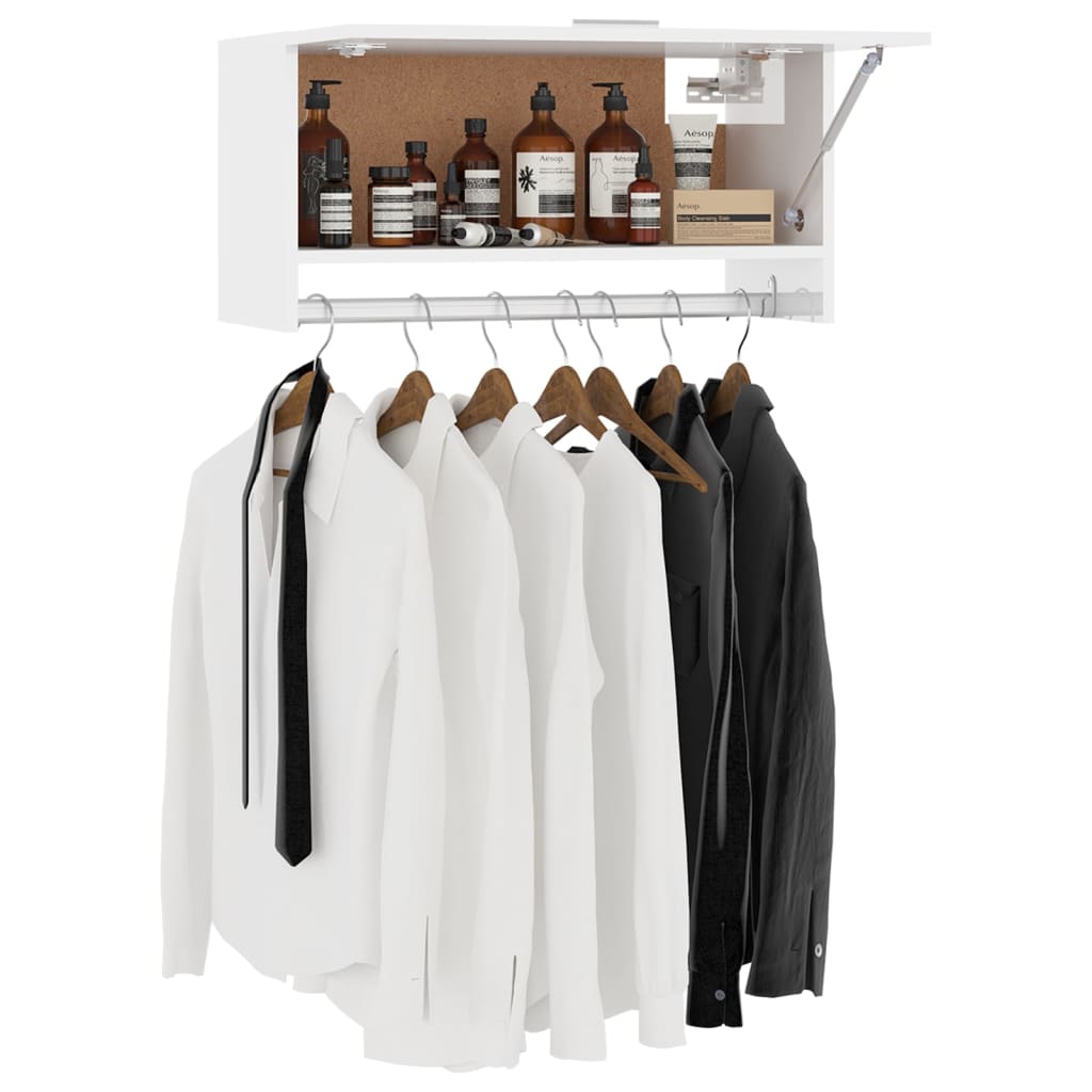 vidaXL garderoob, kõrgläikega valge, 70 x 32,5 x 35 cm, puitlaastplaat