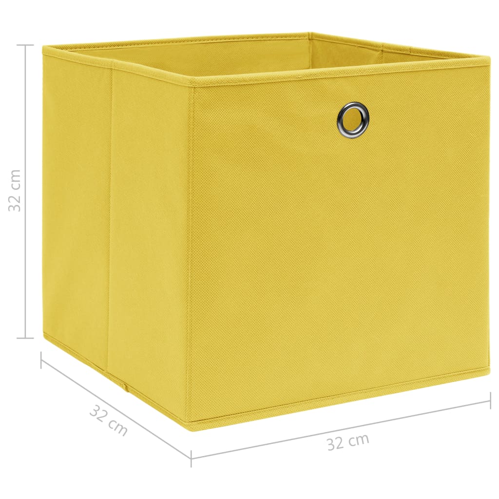 vidaXL hoiukastid 4 tk, kollane, 32 x 32 x 32 cm, kangas