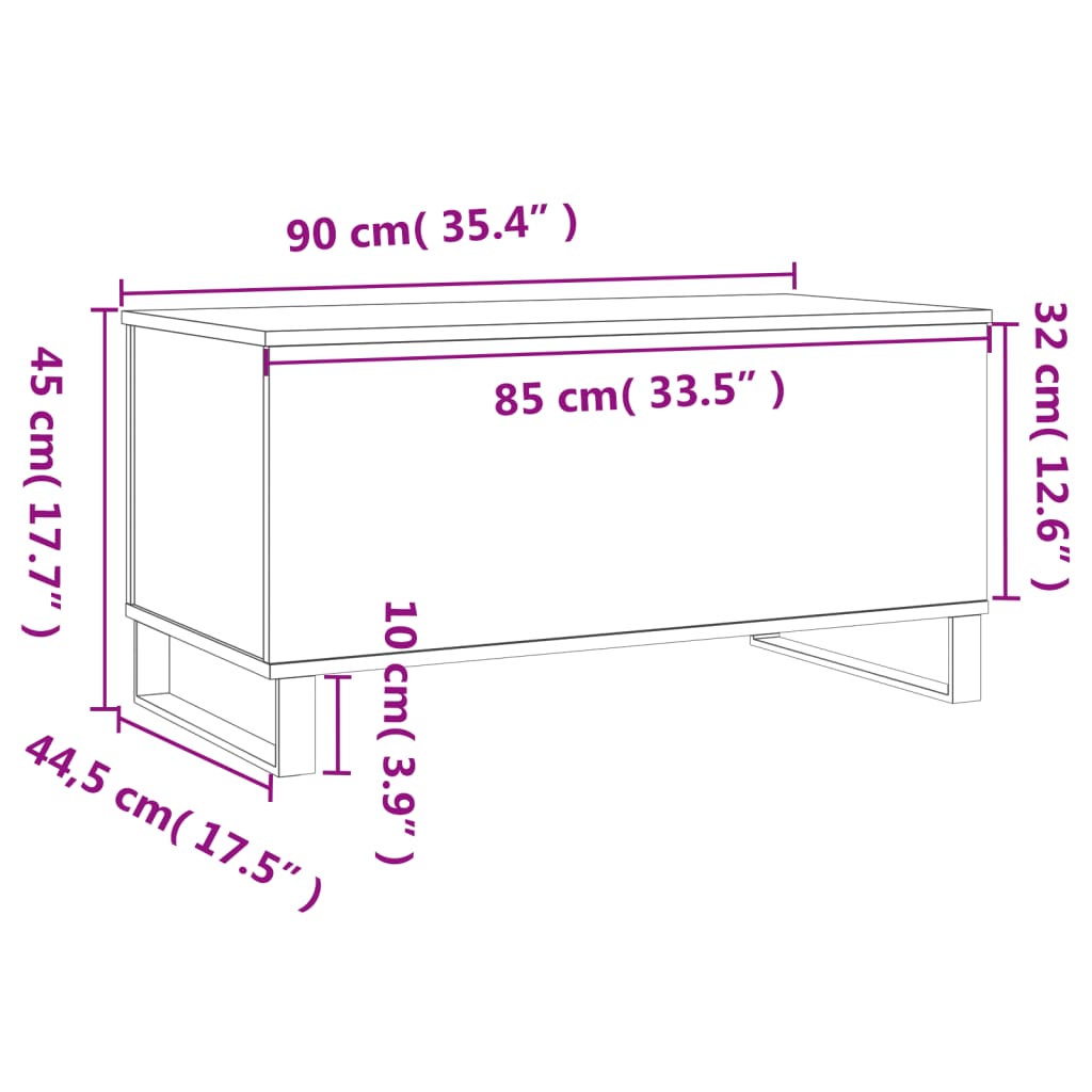 vidaXL kohvilaud, must, 90 x 44,5 x 45 cm, tehispuit