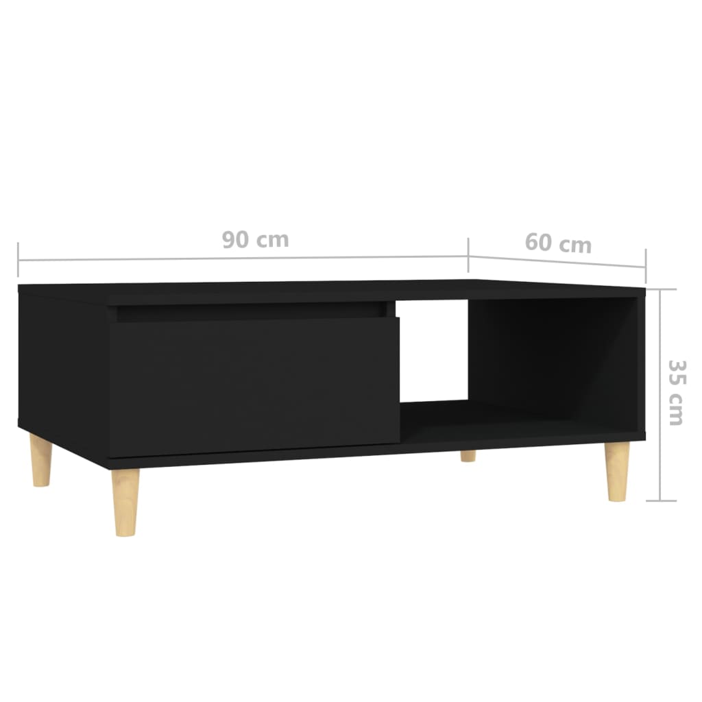 vidaXL kohvilaud, must, 90x60x35 cm, puitlaastplaat