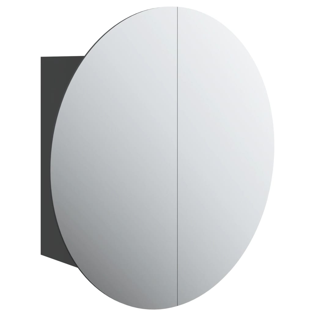 vidaXL vannitoakapp ümmarguse peegli ja LEDiga, must, 40x40x17,5 cm