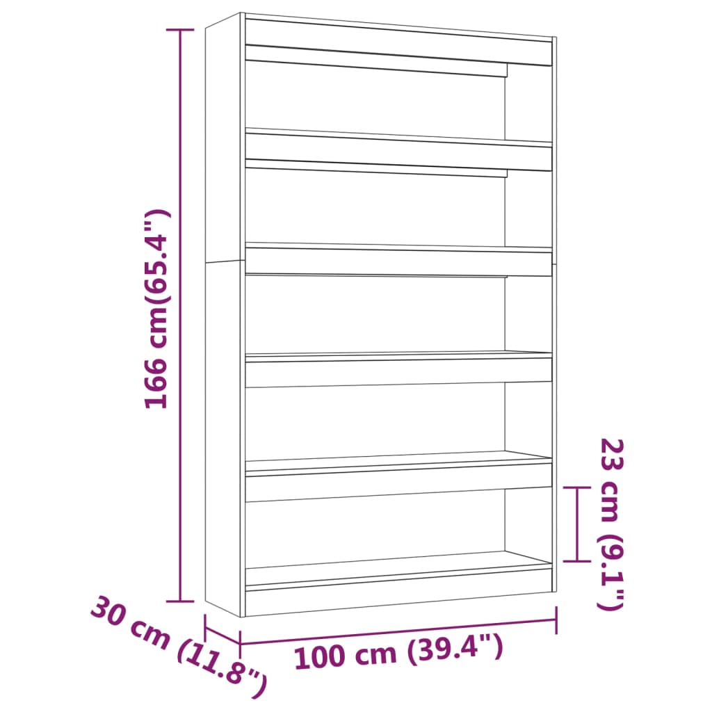 vidaXL raamaturiiul/ruumijagaja, suitsutatud tamm, 100x30x166 cm