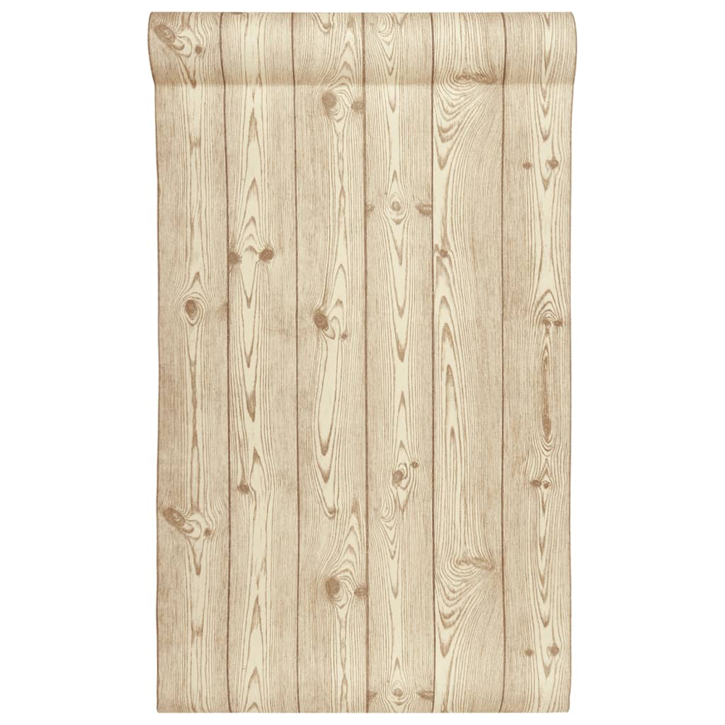 vidaXL 3D seinatapeet puidukiudude mustriga, pruun