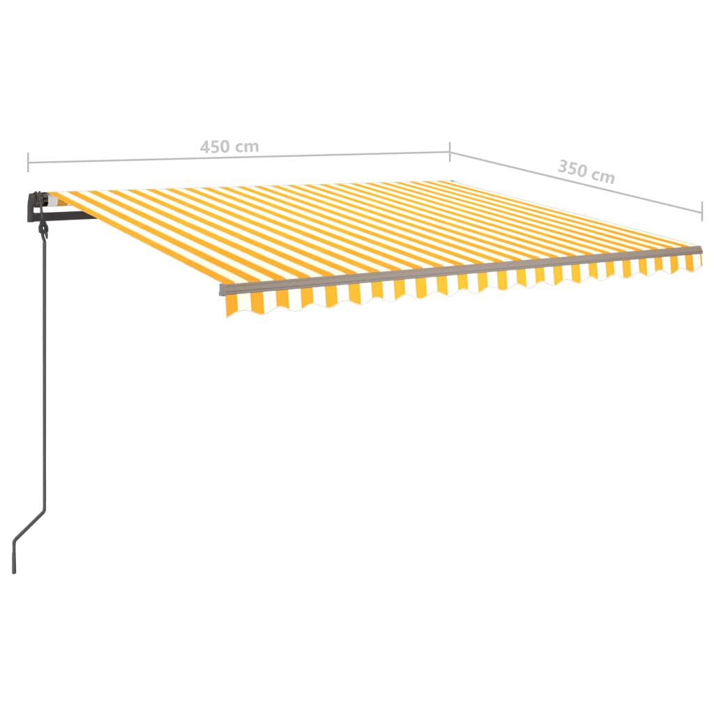 vidaXL käsitsi sissetõmmatav varikatus LEDidega, kollane ja valge