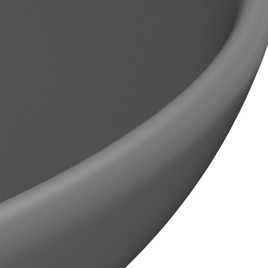 vidaXL luksuslik valamu ümar, matt tumehall, 32,5 x 14 cm, keraamiline