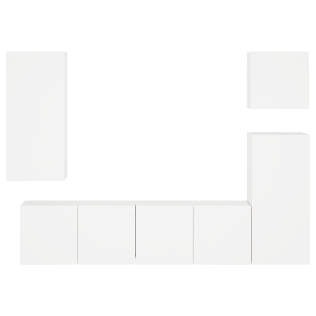 vidaXL 5-osaline telerikappide komplekt, valge, tehispuit