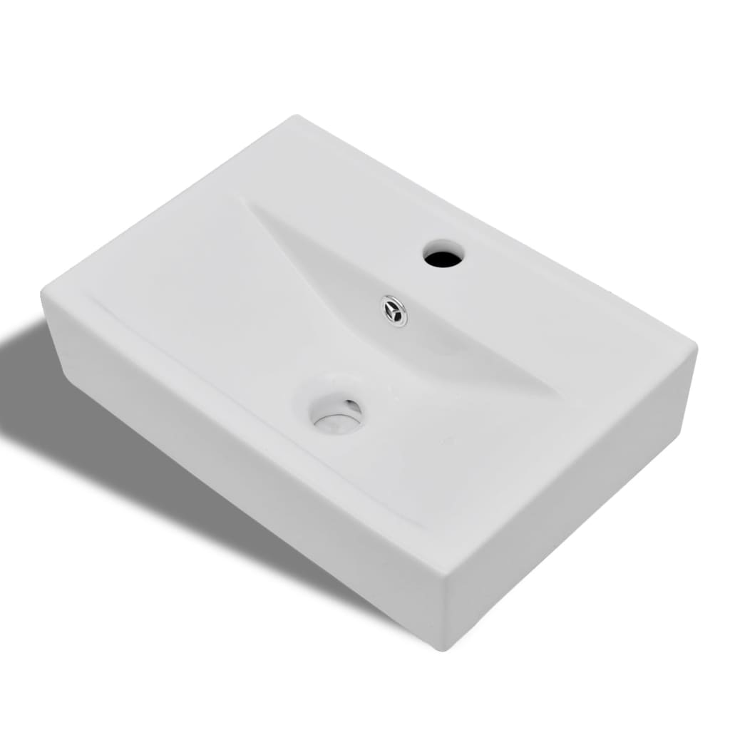 vidaXL vannitoavalamu, kraani- ja ülevoolu ava, valge, kandiline