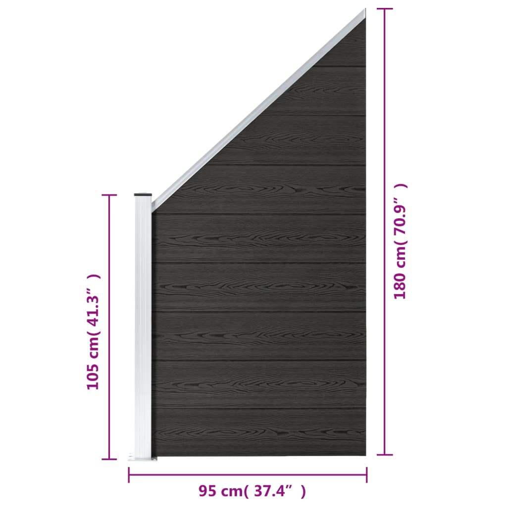 vidaXL aiapaneel, WPC, 95x(105-180) cm, hall