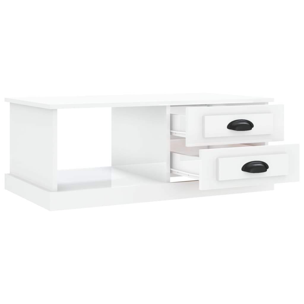 vidaXL kohvilaud, kõrgläikega valge, 90 x 50 x 35 cm, tehispuit