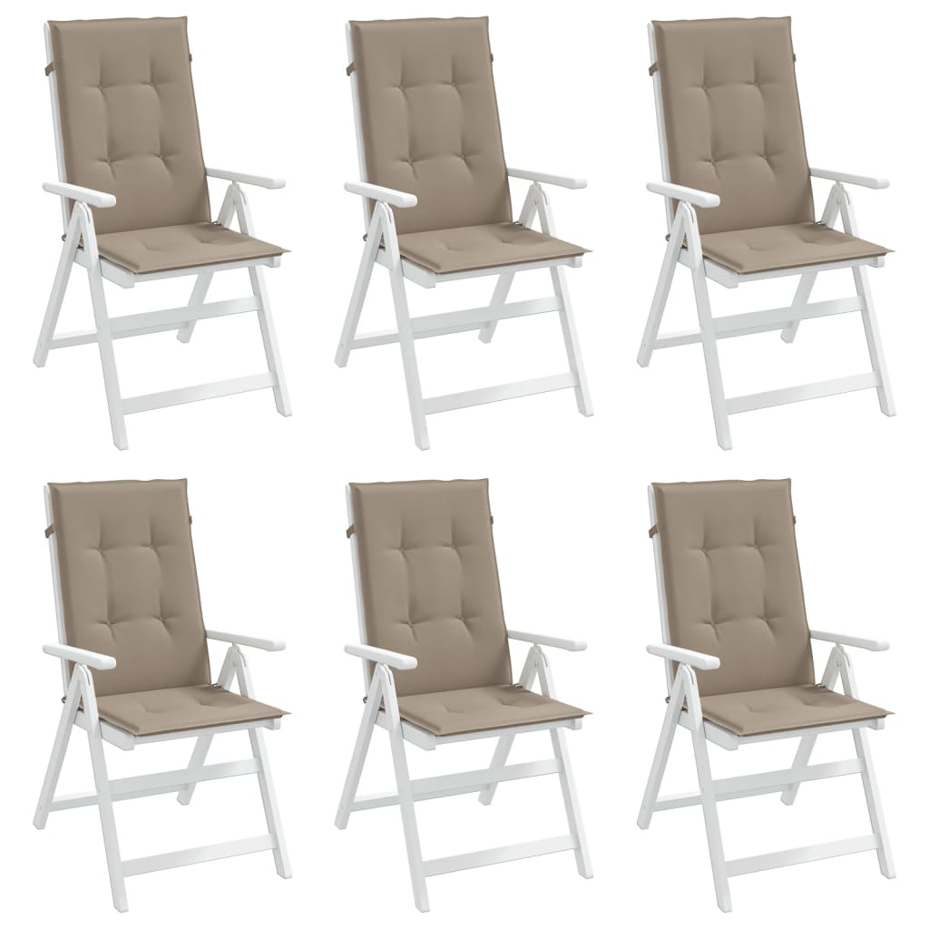 vidaXL kõrge seljatoega toolipadjad 6 tk pruunikas 120x50x3 cm, kangas