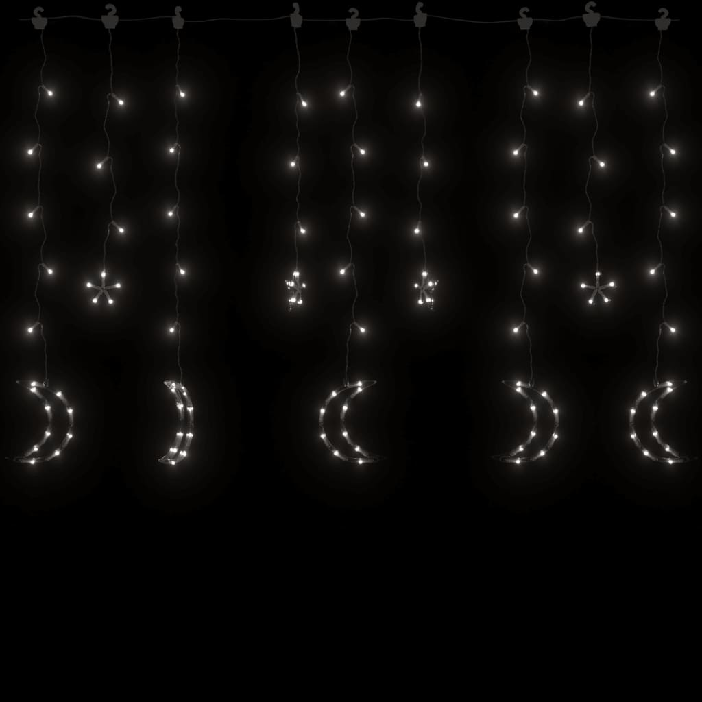 vidaXL haldjatuled tähed ja kuud, puldiga, 138 LEDi, külm valge