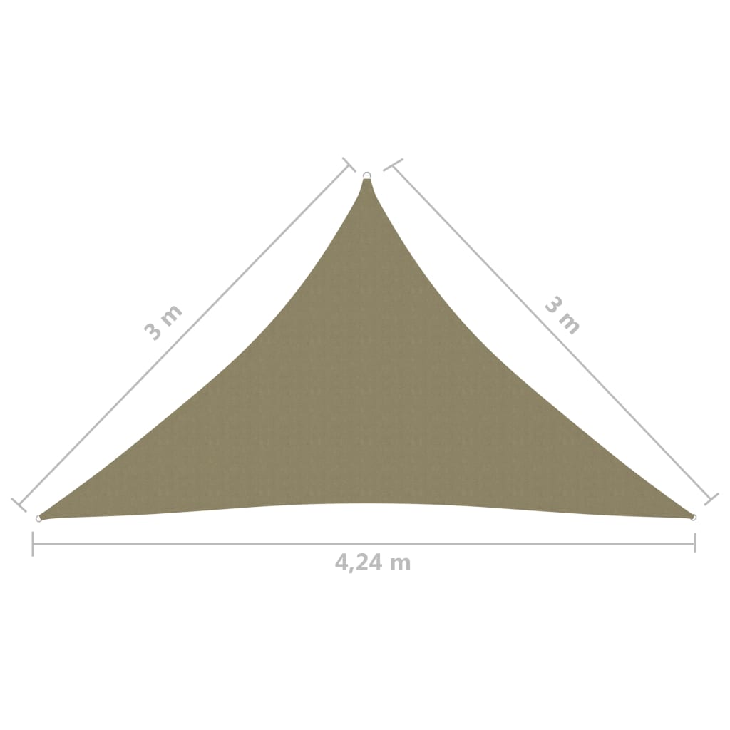 vidaXL oxford-kangast päikesepuri, kolmnurkne, 3 x 3 x 4,24 m, beež