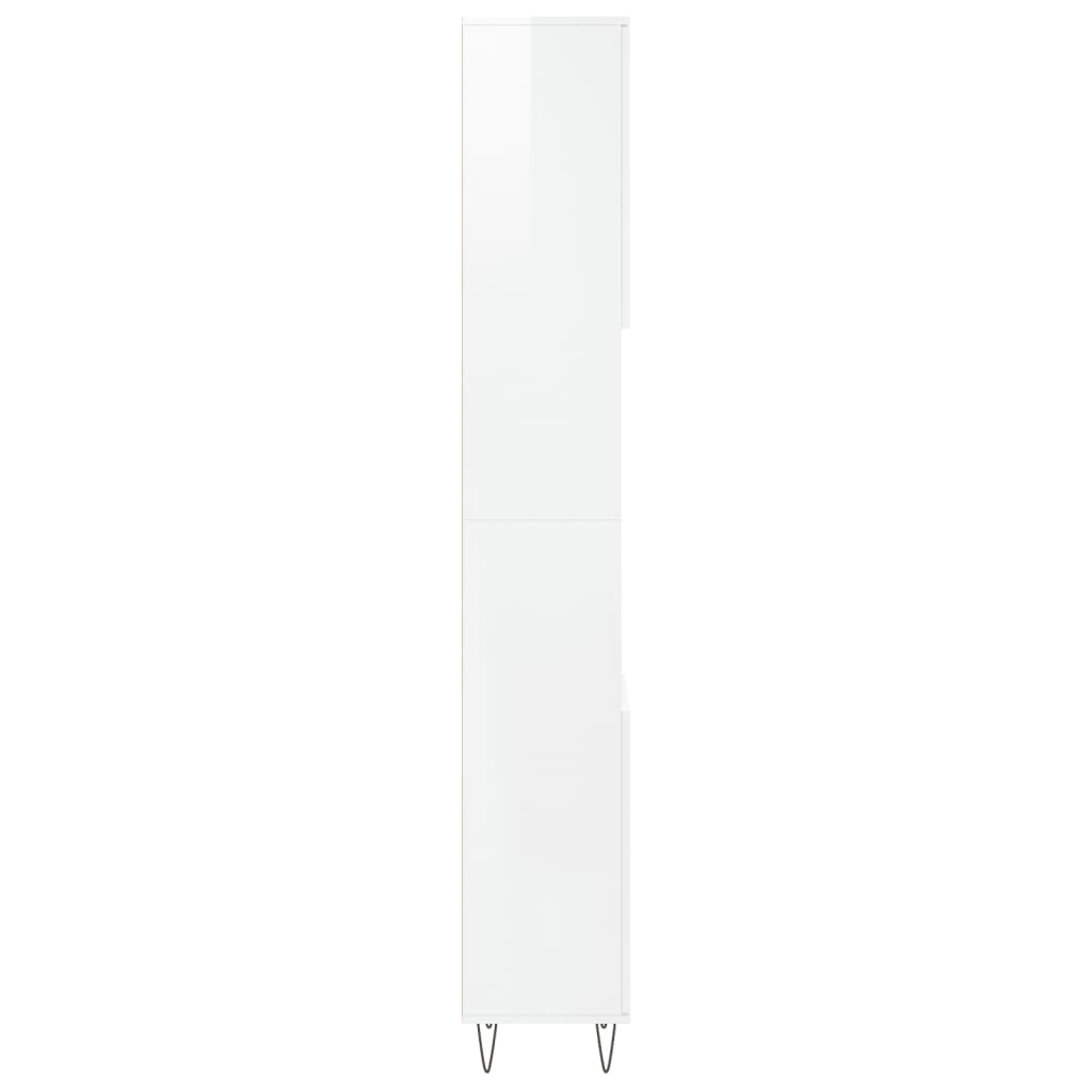 vidaXL vannitoakapp, kõrgläikega valge, 30 x 30 x 190 cm, tehispuit