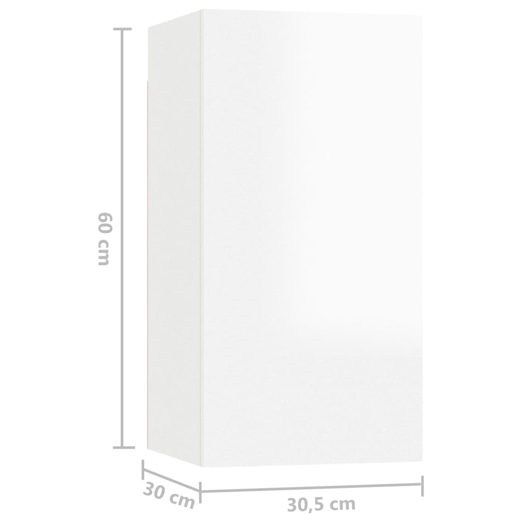 vidaXL telerikapid 7 tk kõrgläikega valge 30,5x30x60 cm puitlaastplaat