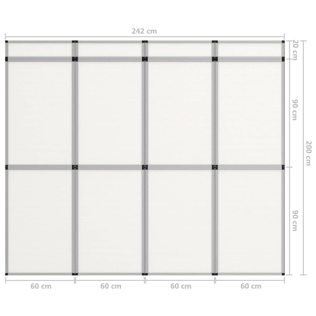 vidaXL 12 paneeliga kokkupandav messisein, 242 c x 200 cm, valge