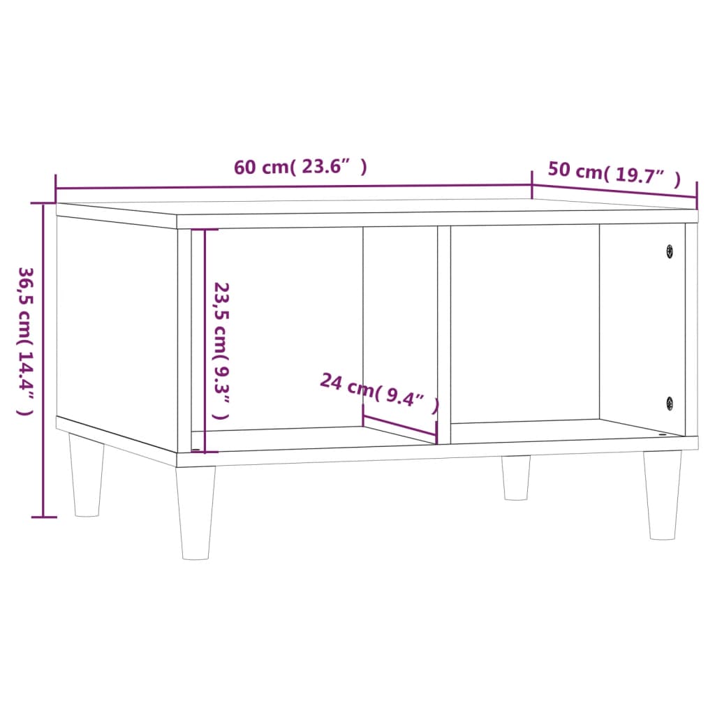 vidaXL kohvilaud, Sonoma tamm, 60x50x36,5 cm, tehispuit