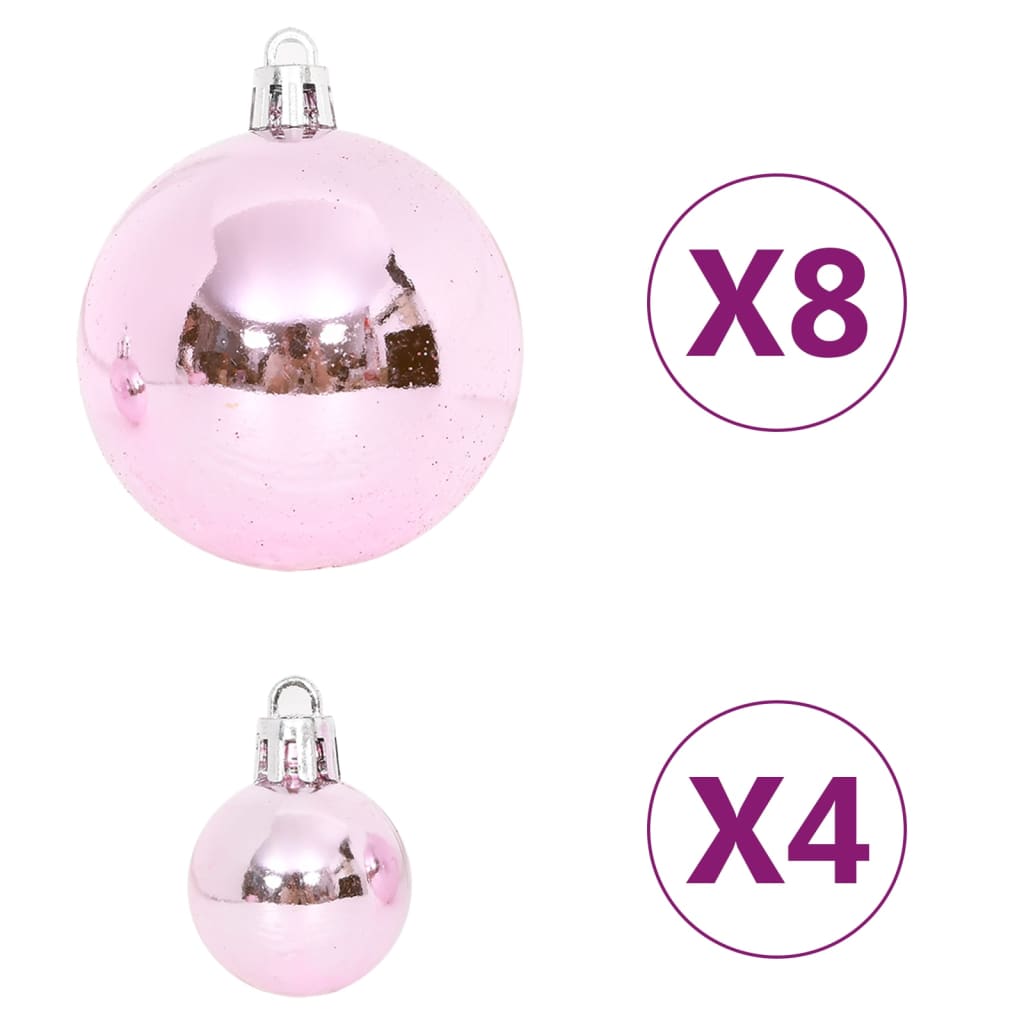 vidaXL 65-osaline jõulukuulide komplekt, roosa/punane/valge