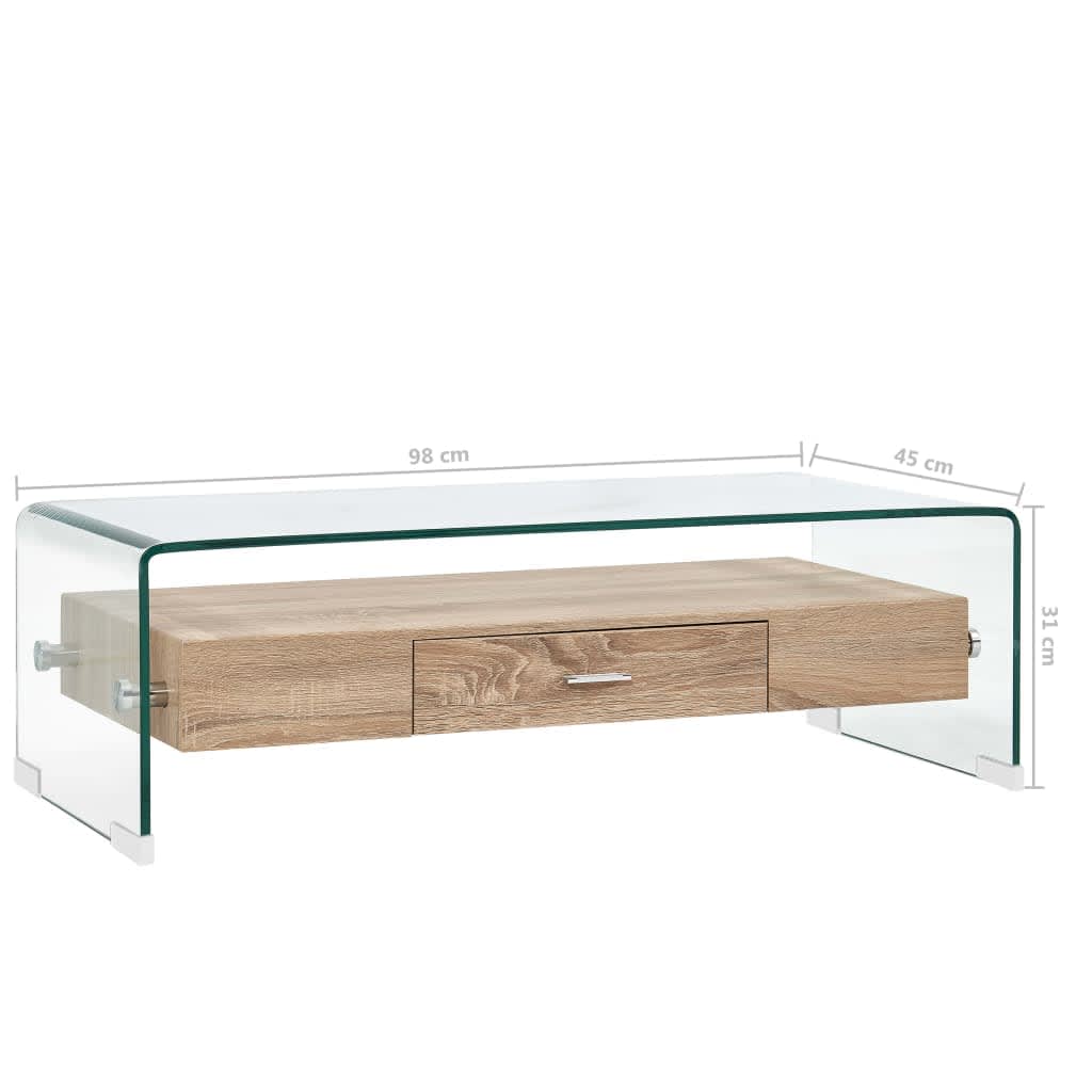 vidaXL kohvilaud läbipaistev 98 x 45 x 31 cm karastatud klaas