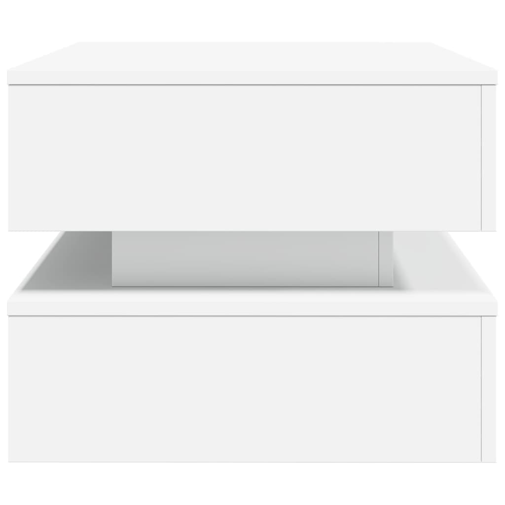 vidaXL LED-tuledega kohvilaud, valge, 90x50x40 cm