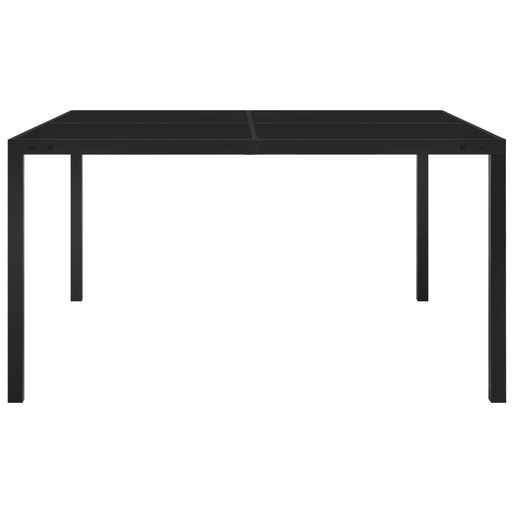 313099 vidaXL Garden Table 130x130x72 cm Black Steel and Glass