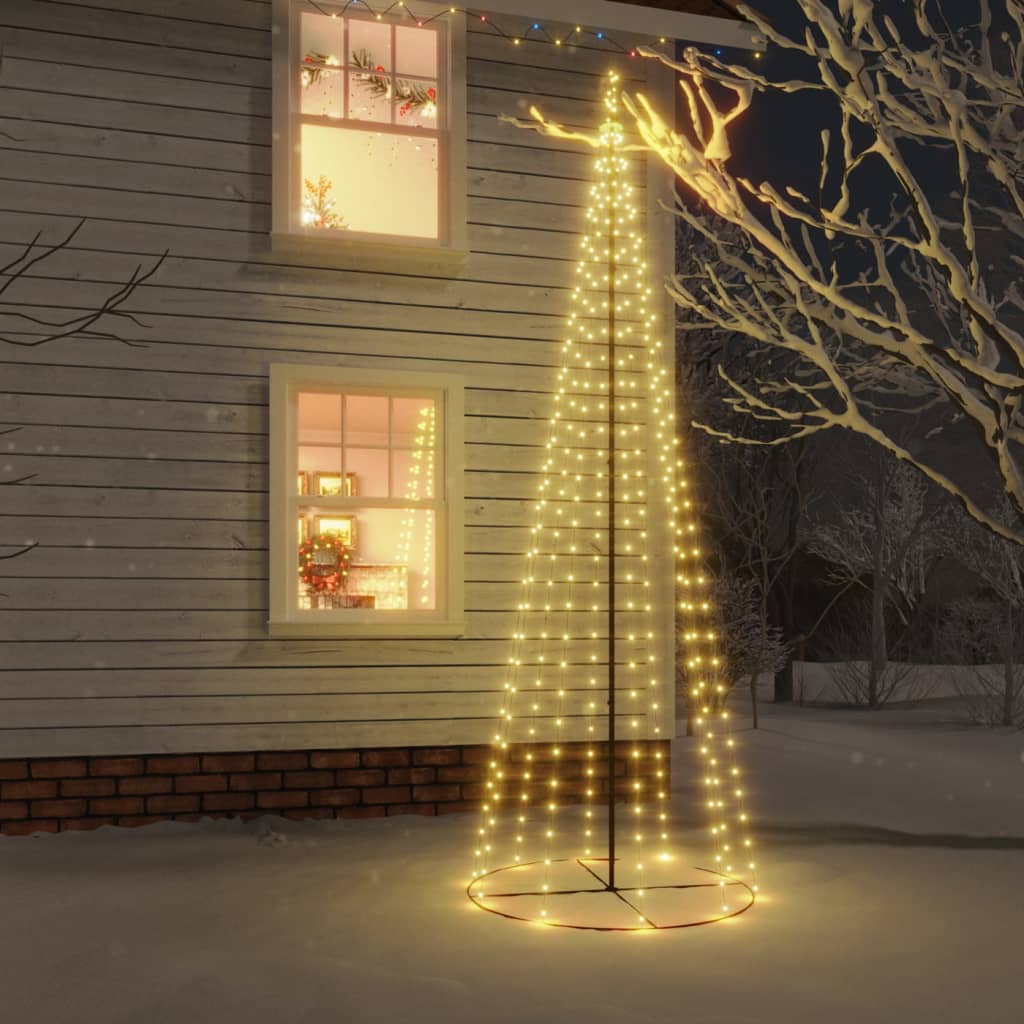 vidaXL koonusekujuline jõulupuu, soe valge, 732 LEDi, 160 x 500 cm