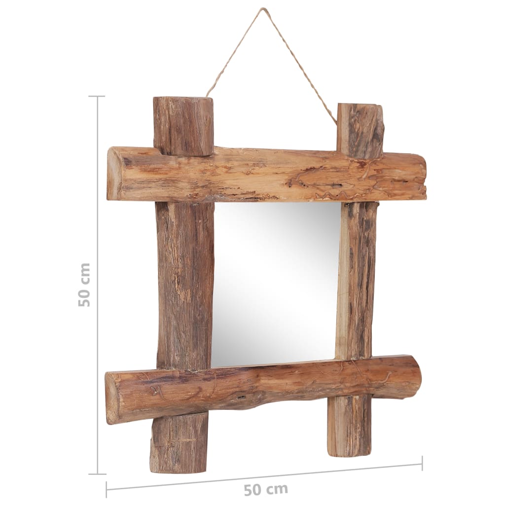 vidaXL puust peegel, naturaalne, 50 x 50 cm, tugev taastatud puit