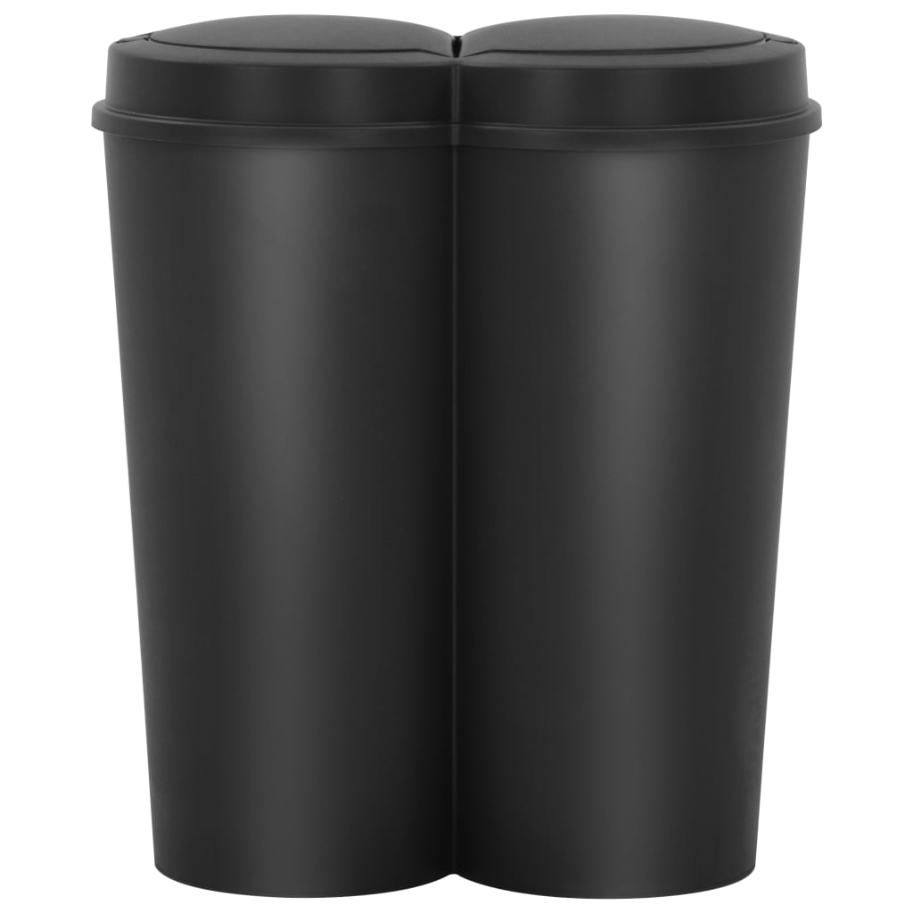 vidaXL kahe konteineriga prügikast, must, 50 l