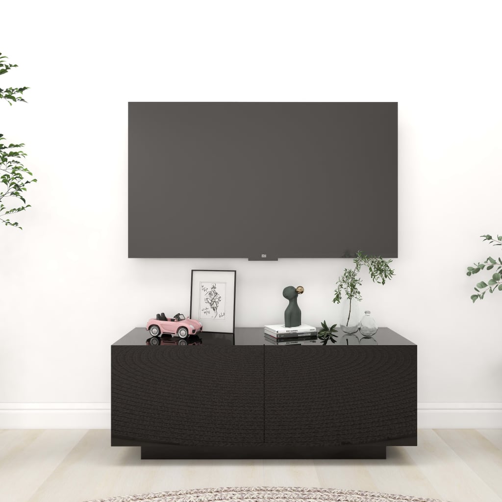 vidaXL telerikapp, kõrgläikega must, 100 x 35 x 40 cm, puitlaastplaat