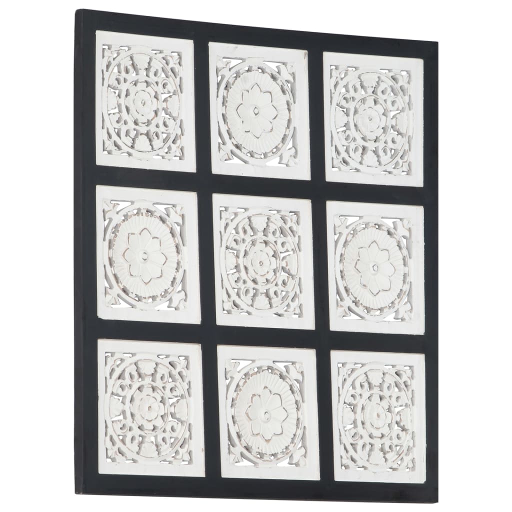 vidaXL käsitsi nikerdatud seinapaneel, MDF, 60x60x1,5 cm, must/valge