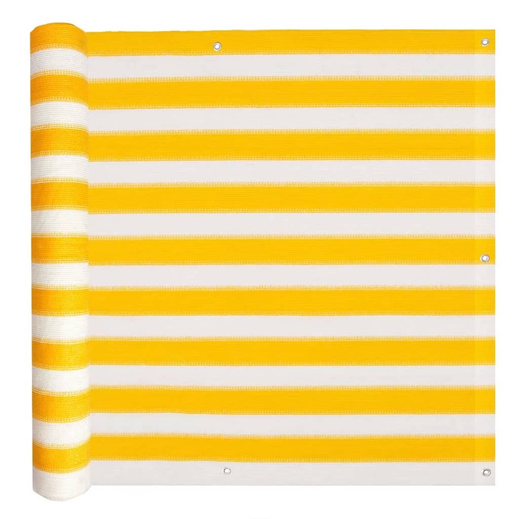 vidaXL rõdusirm HDPE, 75 x 400 cm, kollane ja valge