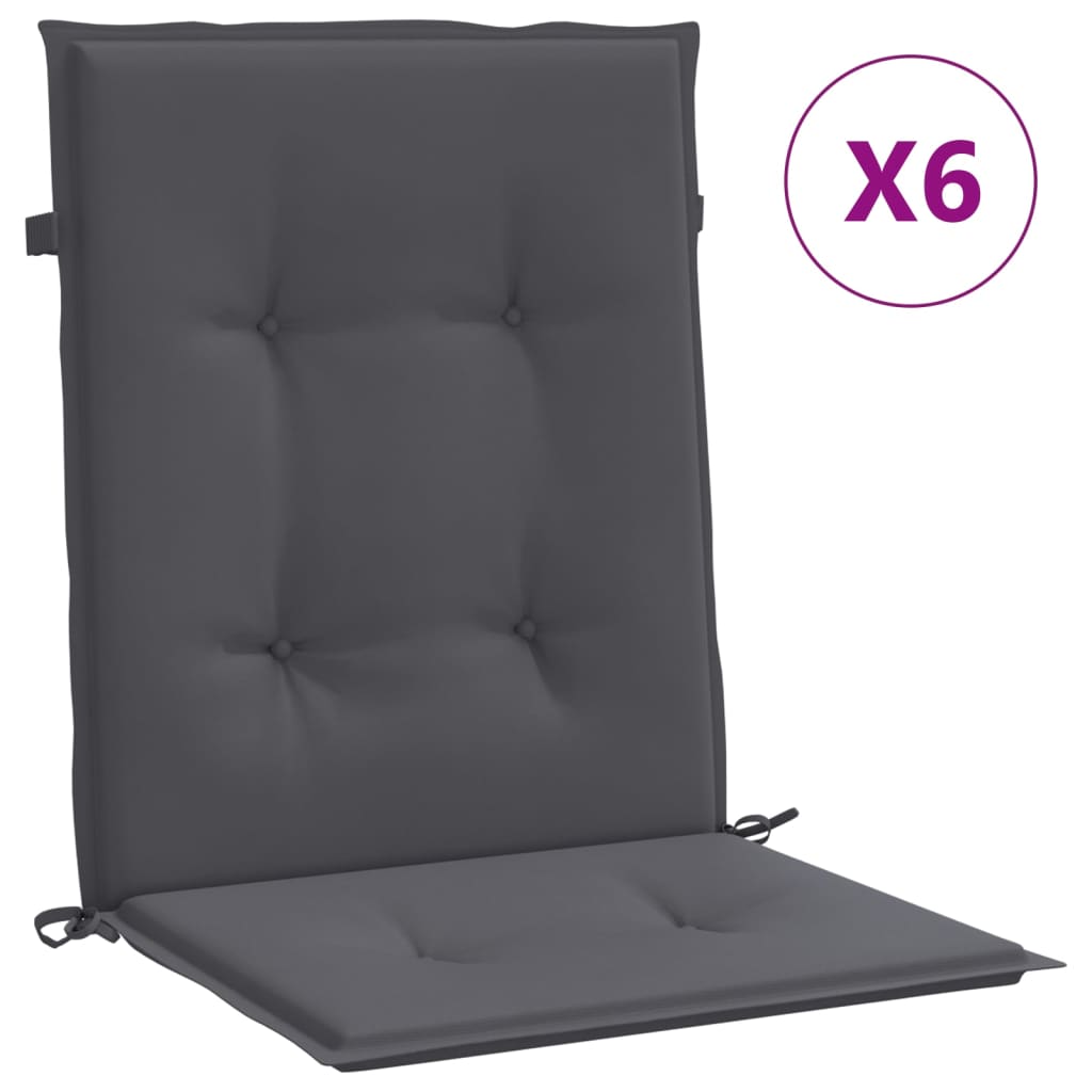 vidaXL madala seljatoega toolipadjad 6tk antratsiit kangas