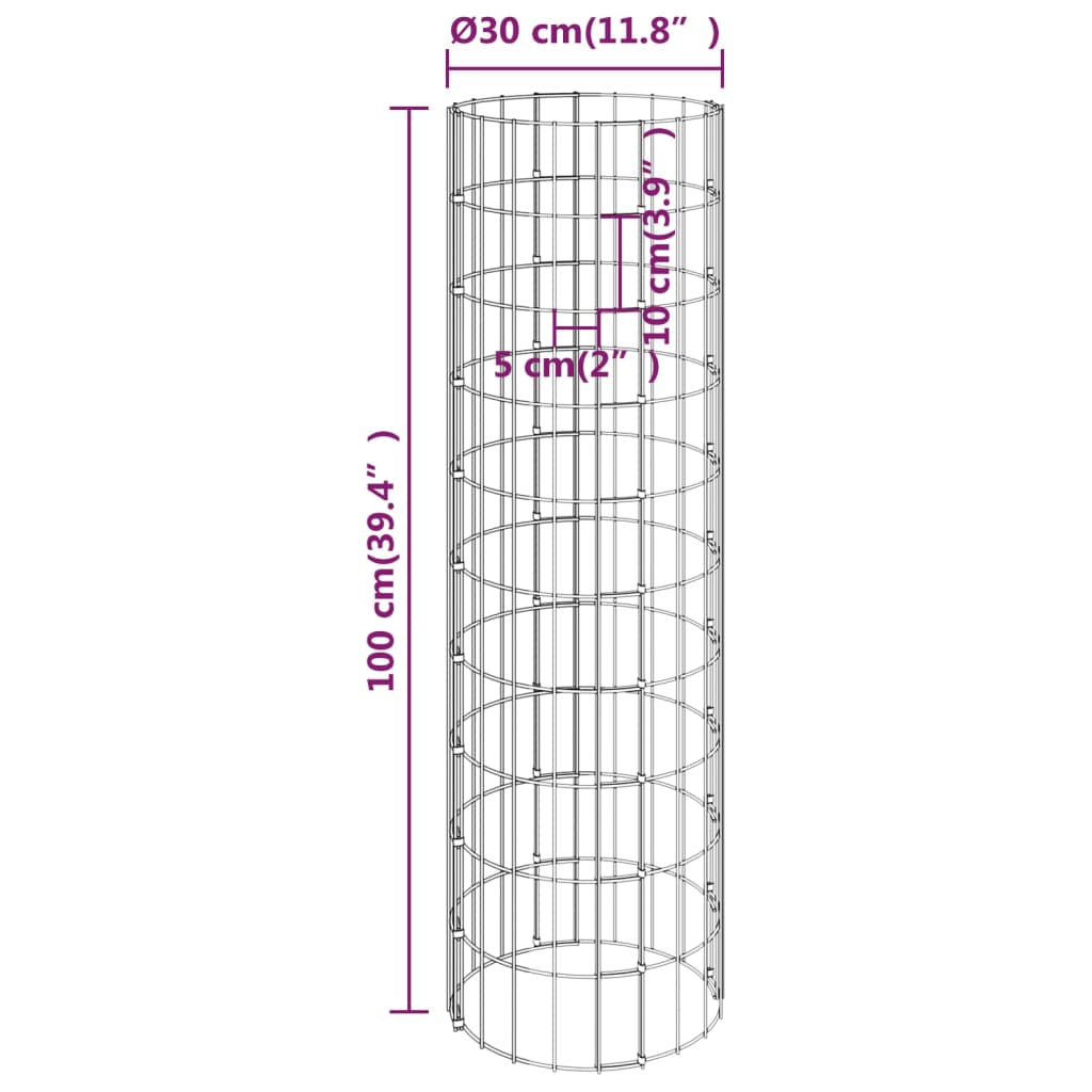 vidaXL ringikujulised gabioon taimelavad 4 tk, Ø30x50/100/150/200 cm