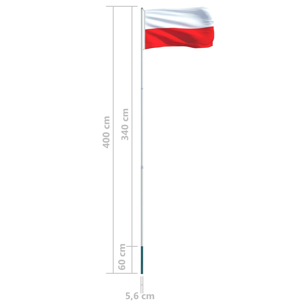 vidaXL Poola lipp ja lipumast, alumiinium, 4 m