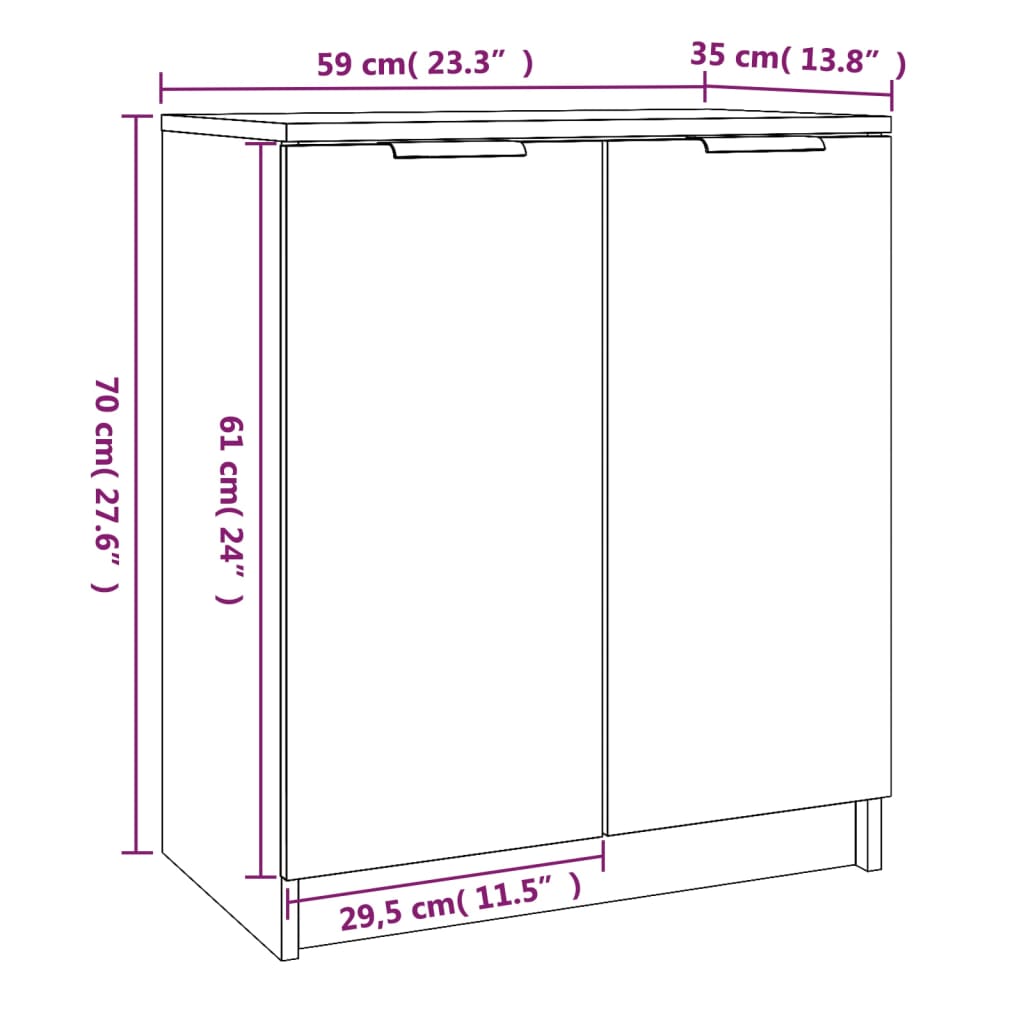 vidaXL kingakapp, Sonoma tamm, 59 x 35 x 70 cm, tehispuit