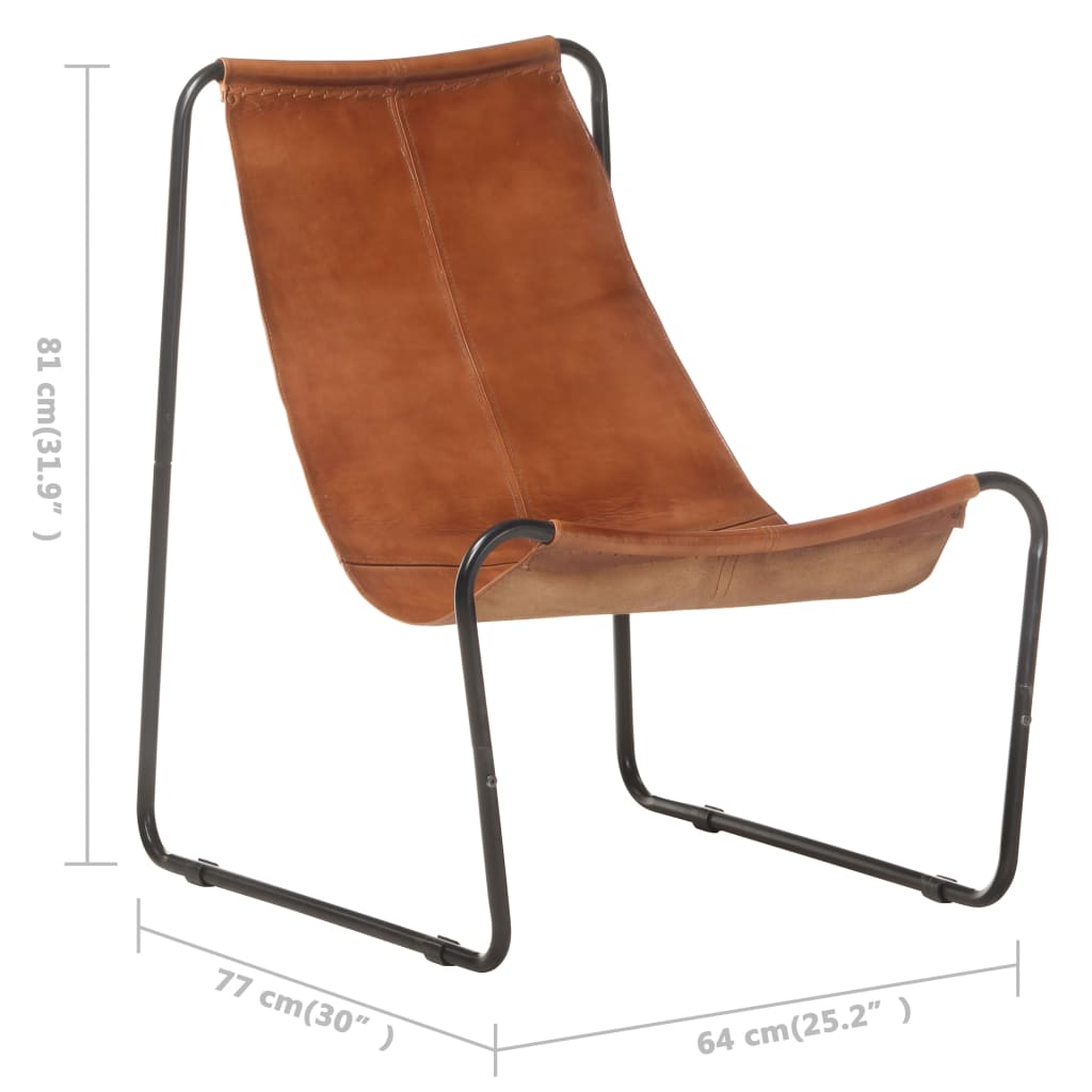 vidaXL lõõgastav tool, pruun, ehtne nahk