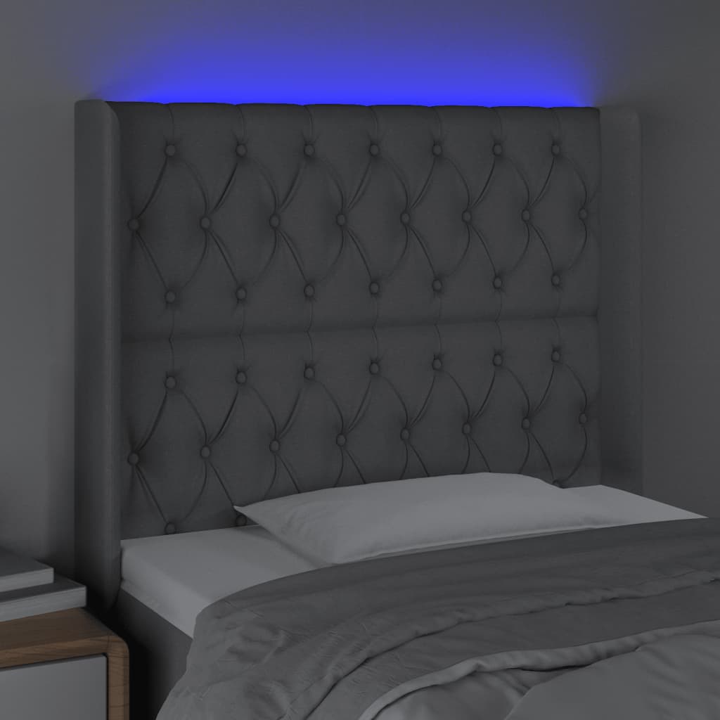 vidaXL LED-voodipeats, helehall, 103x16x118/128 cm, kangas