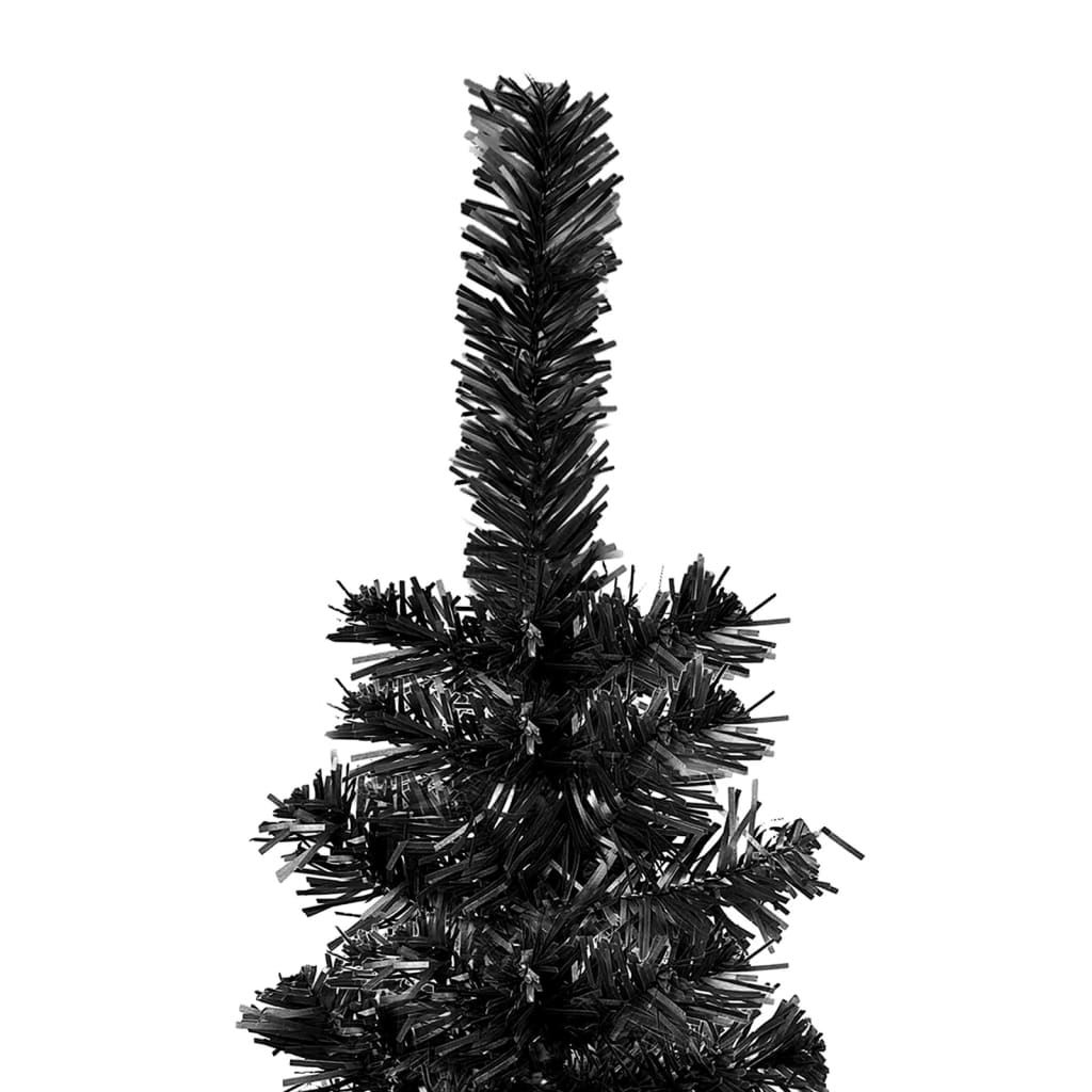 vidaXL kitsas valgustusega kunstkuusk, must, 210 cm