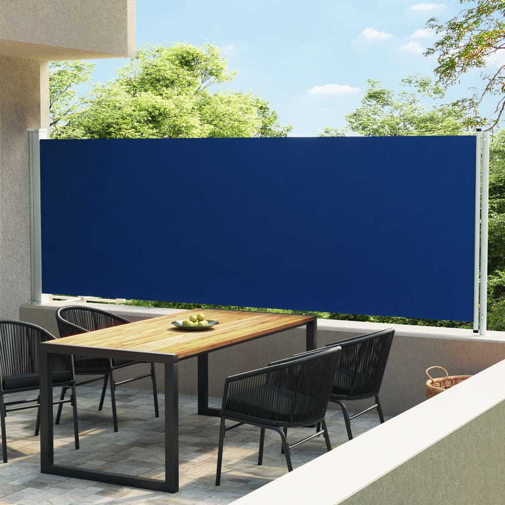 vidaXL lahtitõmmatav terrassi külgsein, 600 x 160 cm, sinine