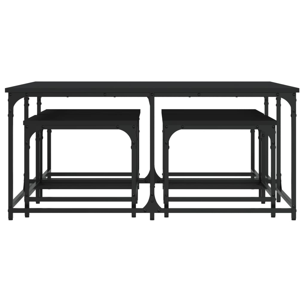 vidaXL üksteise alla mahtuvad lauad 5 tk, must, tehispuit