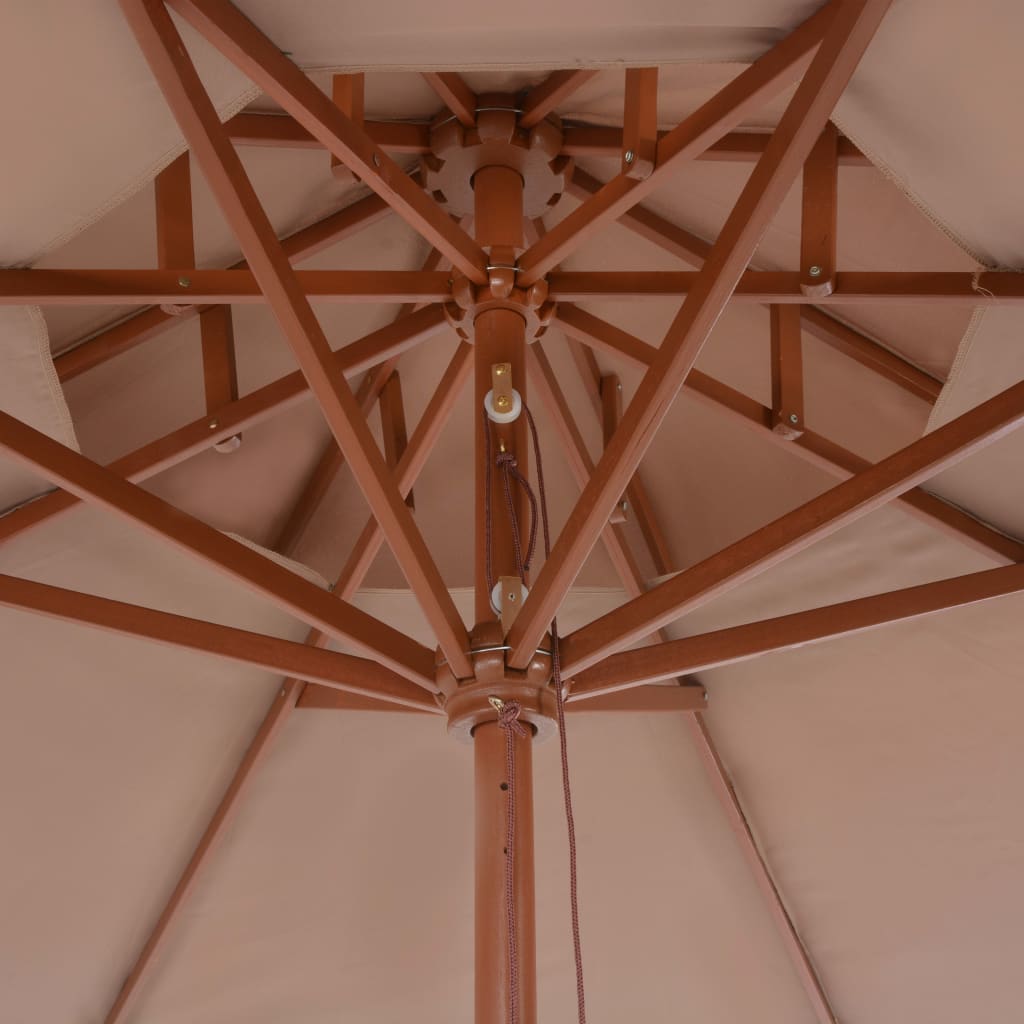 vidaXL kahekordne päikesevari puust postiga, 270 cm, tumehall