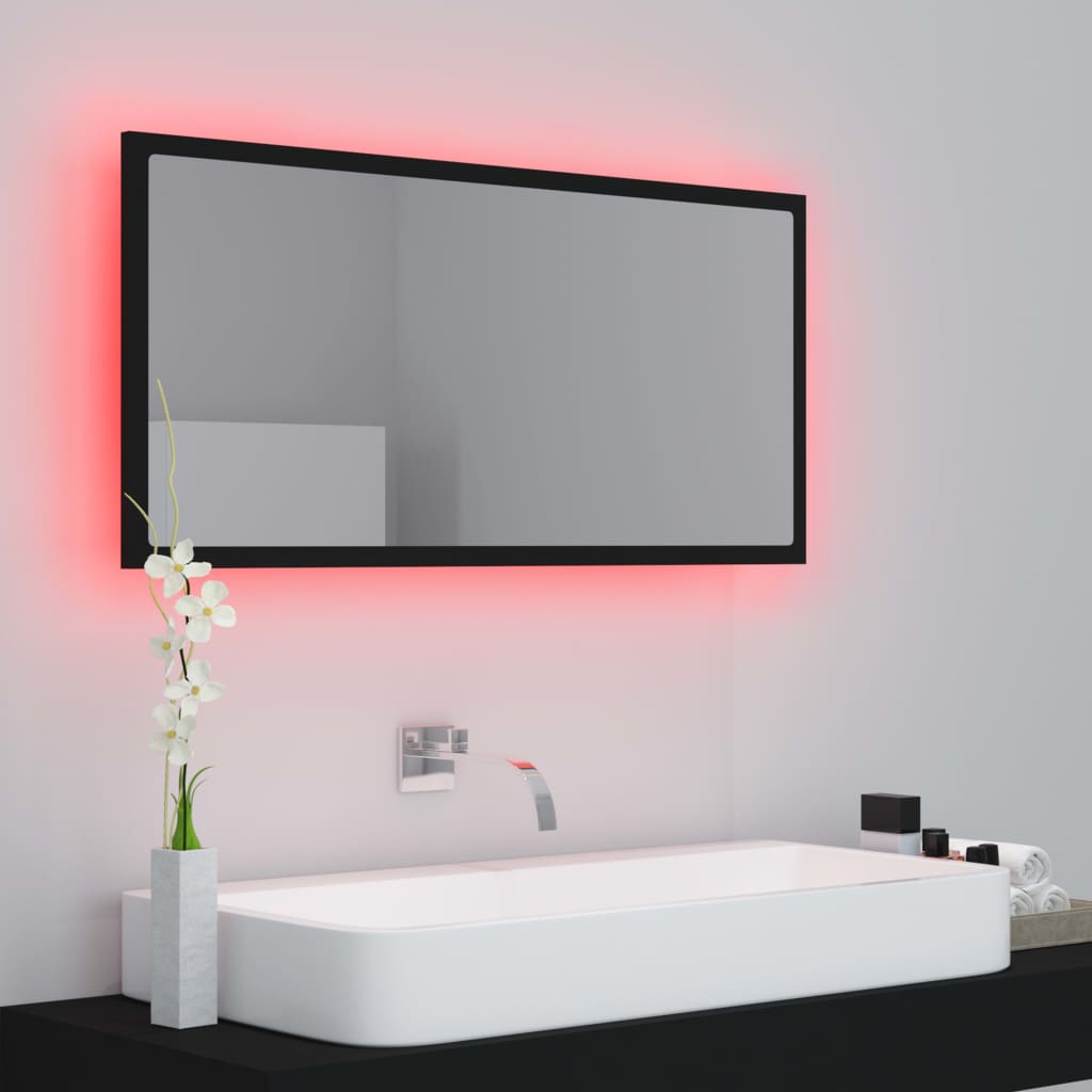 vidaXL LED vannitoa peeglikapp, must, 90x8,5x37 cm, akrüül