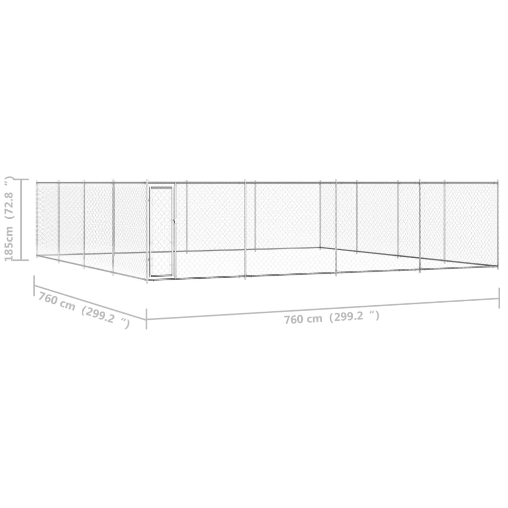 vidaXL koeraaedik, tsingitud teras, 760 x 760 x 185 cm