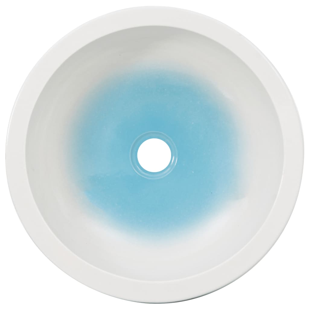 vidaXL valamu tööpinnale, valge ja sinine, ümar, Φ41x14, keraamiline