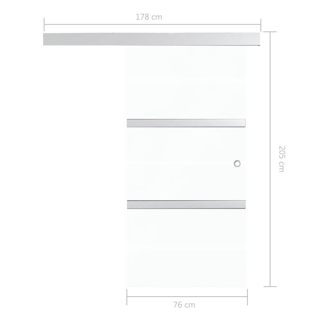 vidaXL liuguks, ESG-klaas ja alumiinium, 76 x 205 cm, hõbedane