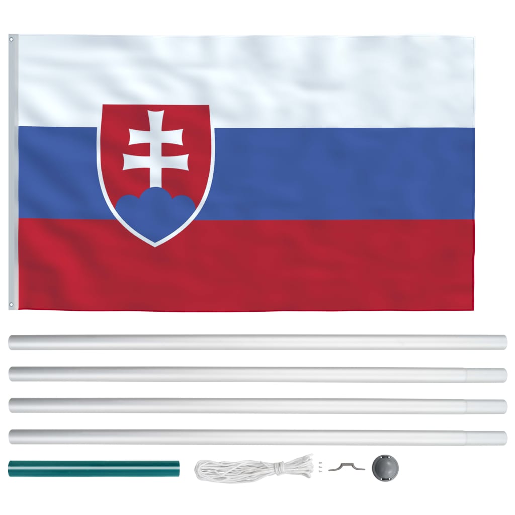 vidaXL Slovakkia lipp ja lipumast, alumiinium, 6,2 m