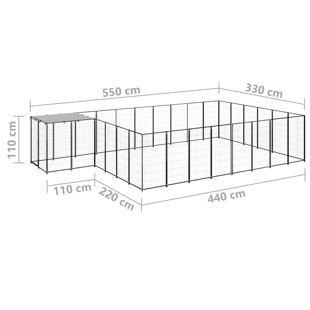 vidaXL koeraaedik, must, 15,73 m², teras