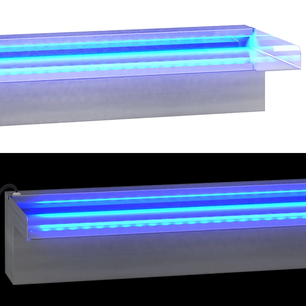 vidaXL purskkaevu kosk RGB LED-tuledega, roostevaba teras, 90 cm