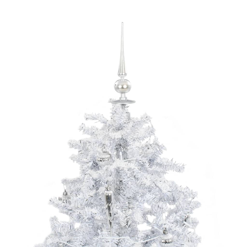 vidaXL lumesajuga jõulukuusk vihmavarjualusega valge 140 cm