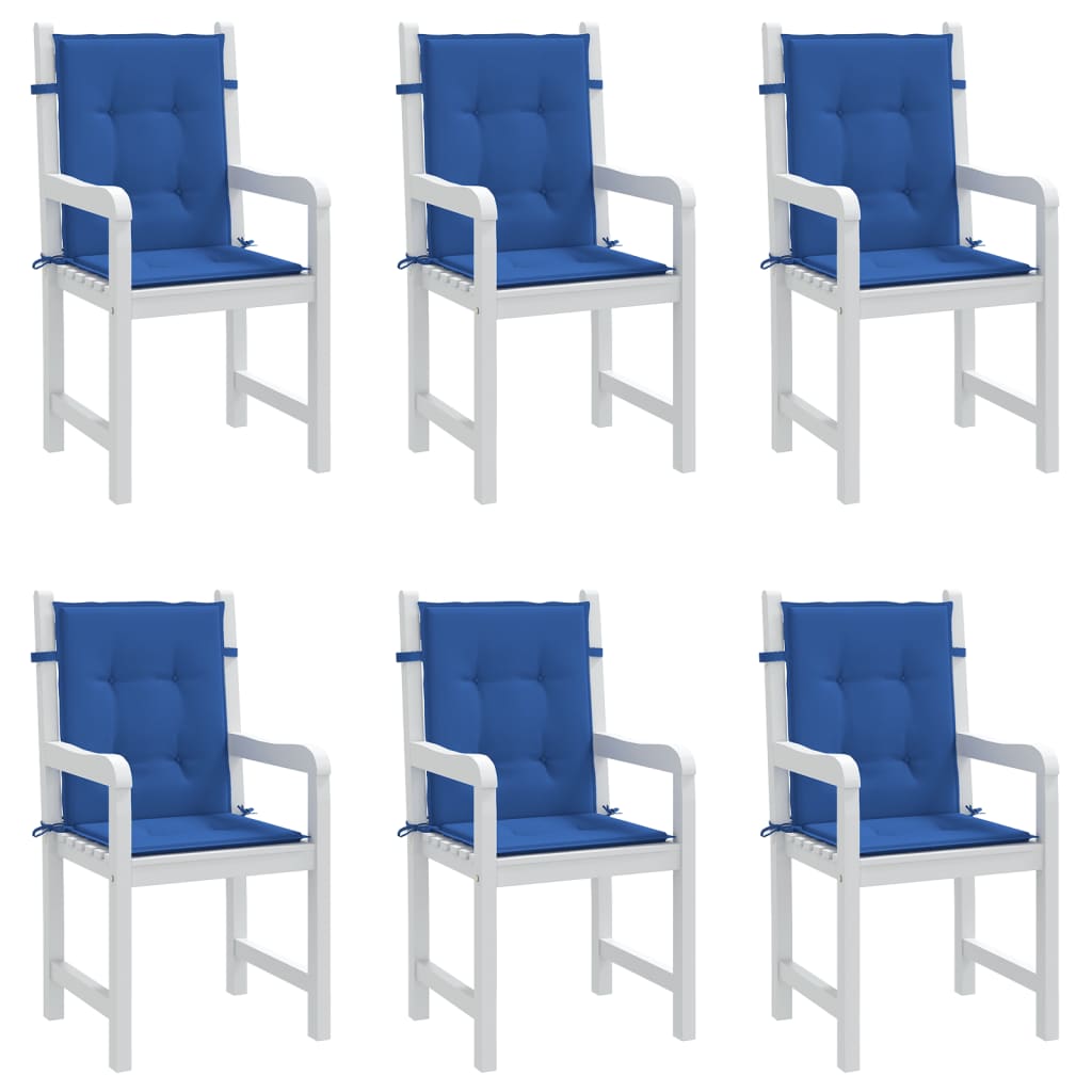 vidaXL madala seljatoega toolipadjad 6 tk sinine 100x50x3 cm kangas